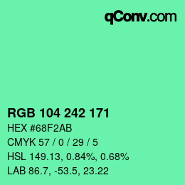 Color code: RGB 104 242 171 | qconv.com