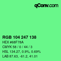 Color code: RGB 104 247 138 | qconv.com