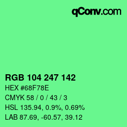 Color code: RGB 104 247 142 | qconv.com