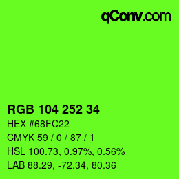 Farbcode: RGB 104 252 34 | qconv.com