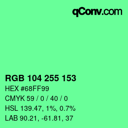 Color code: RGB 104 255 153 | qconv.com