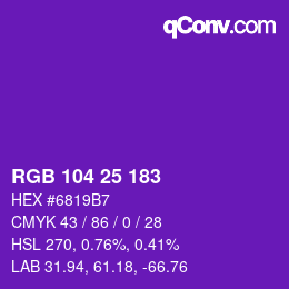 Color code: RGB 104 25 183 | qconv.com