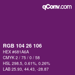 Color code: RGB 104 26 106 | qconv.com