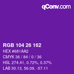 Farbcode: RGB 104 26 162 | qconv.com