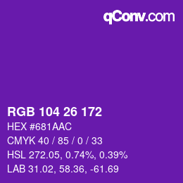 Farbcode: RGB 104 26 172 | qconv.com