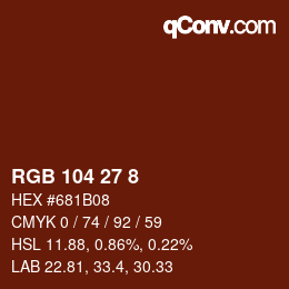 Color code: RGB 104 27 8 | qconv.com