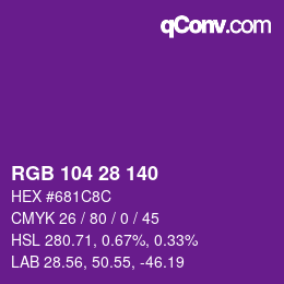 カラーコード: RGB 104 28 140 | qconv.com