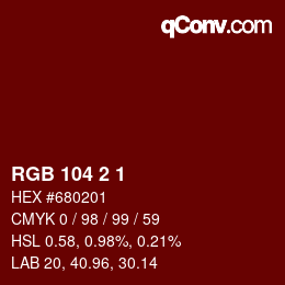 Color code: RGB 104 2 1 | qconv.com