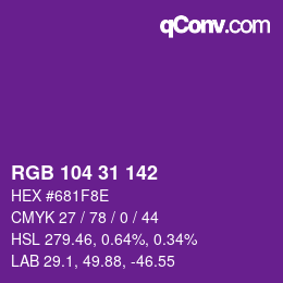 Color code: RGB 104 31 142 | qconv.com