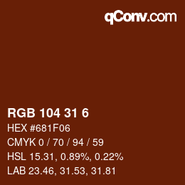 Color code: RGB 104 31 6 | qconv.com