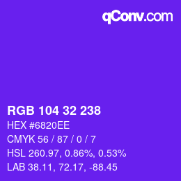 Color code: RGB 104 32 238 | qconv.com