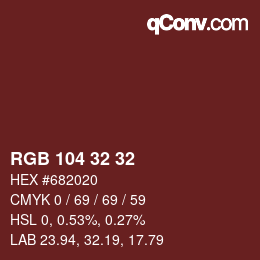 Color code: RGB 104 32 32 | qconv.com
