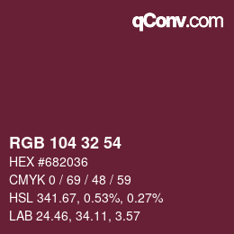 Color code: RGB 104 32 54 | qconv.com
