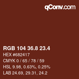 カラーコード: RGB 104 36.8 23.4 | qconv.com