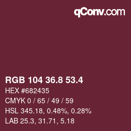 カラーコード: RGB 104 36.8 53.4 | qconv.com