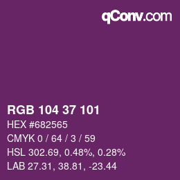 Color code: RGB 104 37 101 | qconv.com
