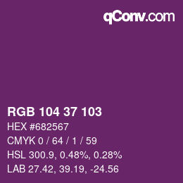 Color code: RGB 104 37 103 | qconv.com