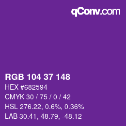 Color code: RGB 104 37 148 | qconv.com