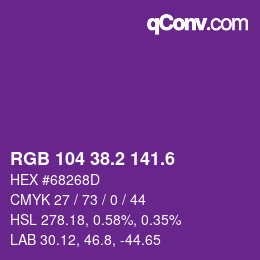カラーコード: RGB 104 38.2 141.6 | qconv.com