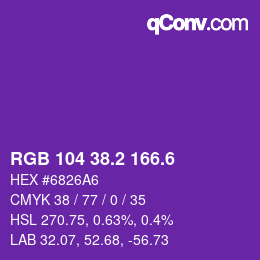 カラーコード: RGB 104 38.2 166.6 | qconv.com