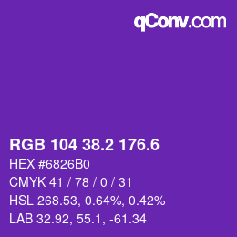 カラーコード: RGB 104 38.2 176.6 | qconv.com