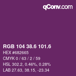 カラーコード: RGB 104 38.6 101.6 | qconv.com