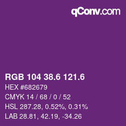 カラーコード: RGB 104 38.6 121.6 | qconv.com
