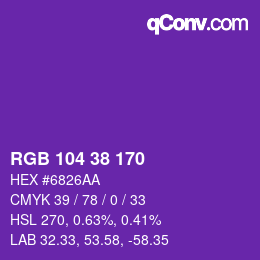 カラーコード: RGB 104 38 170 | qconv.com