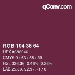 颜色代码: RGB 104 38 64 | qconv.com