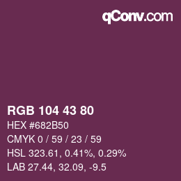 Color code: RGB 104 43 80 | qconv.com