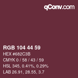 颜色代码: RGB 104 44 59 | qconv.com