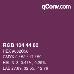 Color code: RGB 104 44 86 | qconv.com