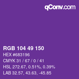 カラーコード: RGB 104 49 150 | qconv.com