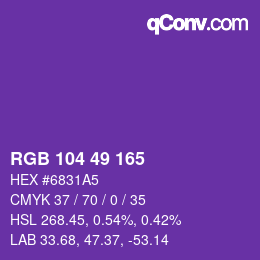 Color code: RGB 104 49 165 | qconv.com