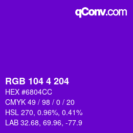 Color code: RGB 104 4 204 | qconv.com