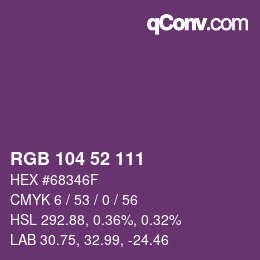 Color code: RGB 104 52 111 | qconv.com