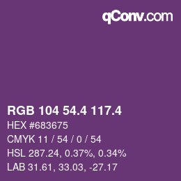 カラーコード: RGB 104 54.4 117.4 | qconv.com