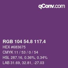 カラーコード: RGB 104 54.8 117.4 | qconv.com
