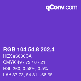 カラーコード: RGB 104 54.8 202.4 | qconv.com