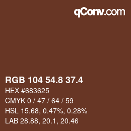 カラーコード: RGB 104 54.8 37.4 | qconv.com