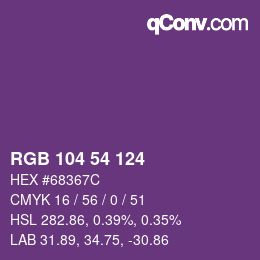 カラーコード: RGB 104 54 124 | qconv.com