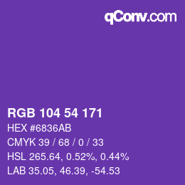 Color code: RGB 104 54 171 | qconv.com