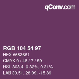 Code couleur: RGB 104 54 97 | qconv.com