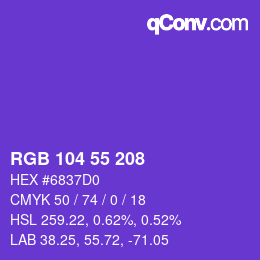 Color code: RGB 104 55 208 | qconv.com