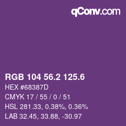 カラーコード: RGB 104 56.2 125.6 | qconv.com