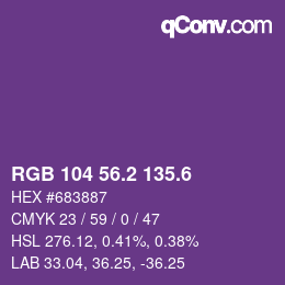カラーコード: RGB 104 56.2 135.6 | qconv.com