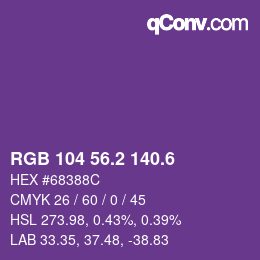カラーコード: RGB 104 56.2 140.6 | qconv.com