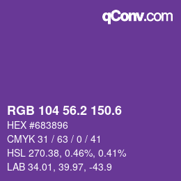 カラーコード: RGB 104 56.2 150.6 | qconv.com