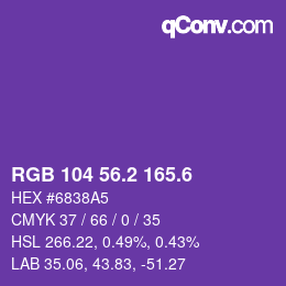 カラーコード: RGB 104 56.2 165.6 | qconv.com