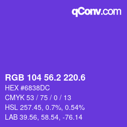 カラーコード: RGB 104 56.2 220.6 | qconv.com